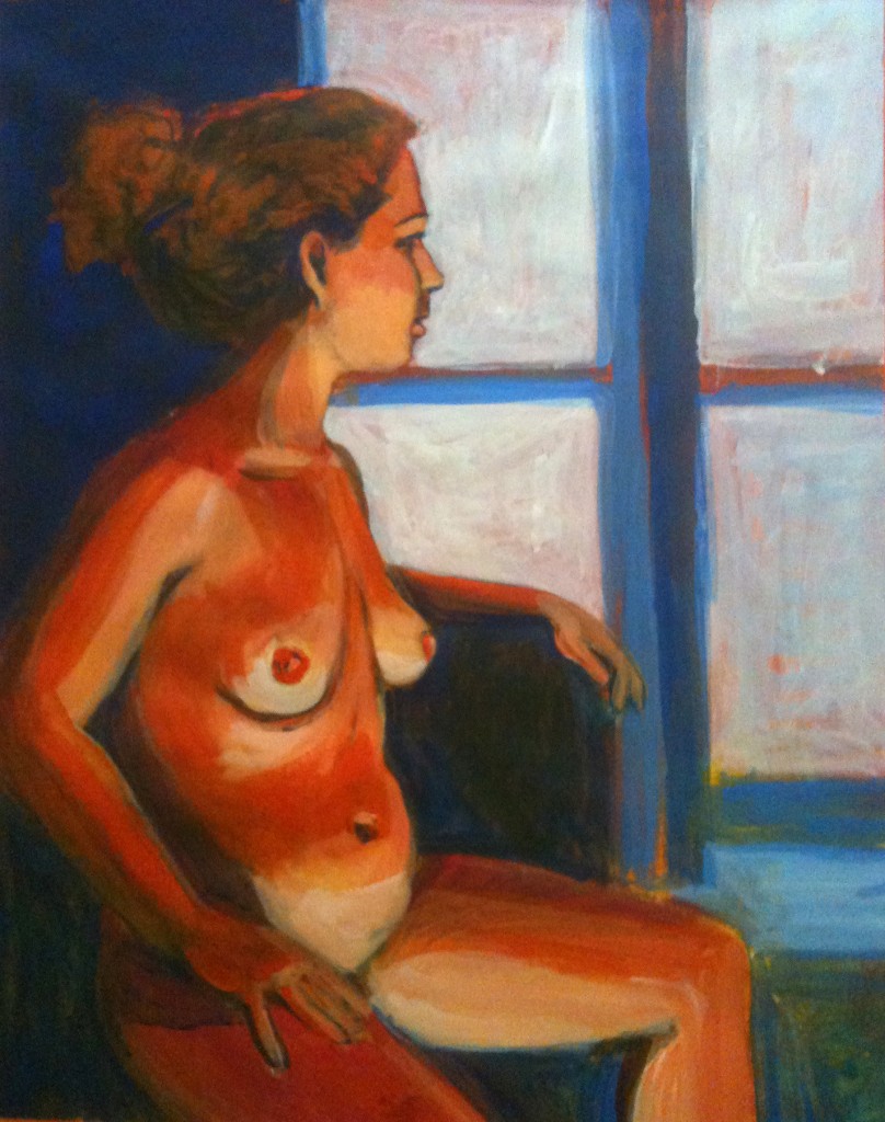 Susan at the Window - original acrylic painting by Rochelle Weiner