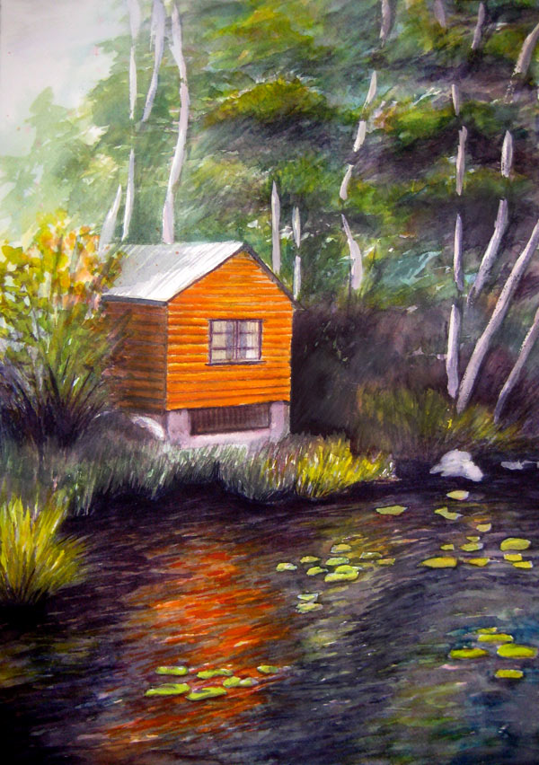 From the Boathouse, watercolor